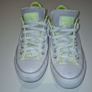 Converse Women White and Neon Yellow High-Tops Size 7